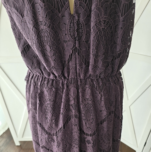 Exhilaration (NWT) Strappy Plum Color Midi Lace Dress - Picture 6 of 10